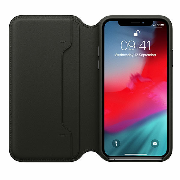 כיסוי ספר מקורי לאייפון XS עור שחור Leather Folio Case