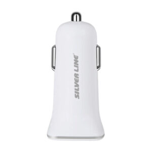 מטען לרכב עם כבל Micro USB ו-2 יציאות Silver Line Car Charger