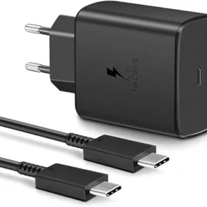 מטען מקורי 45W Samsung כולל כבל USB-C ל-USB C שחור