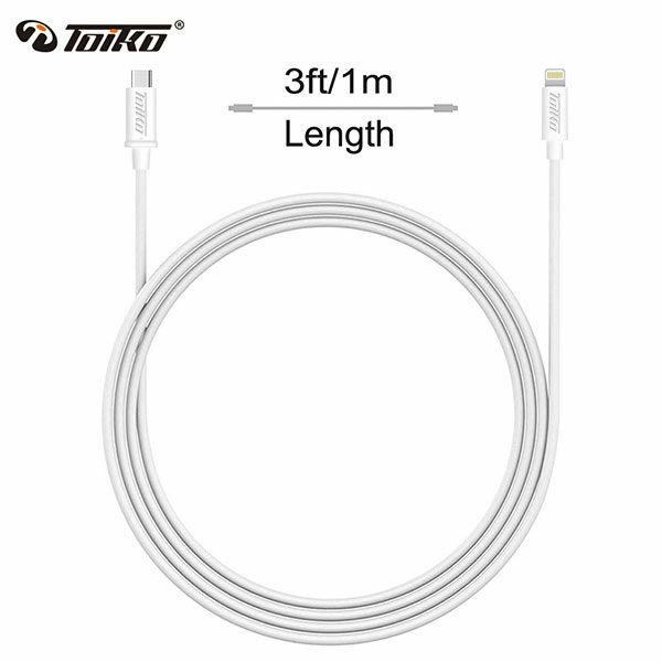 כבל לאייפון USB Type C ל-Lightning באורך 1 מטר Toiko