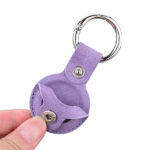 כיסוי ל AirTag מחזיק מפתחות סגול דמוי עור חלק AirTag Key Ring