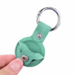 כיסוי ל AirTag מחזיק מפתחות טורקיז דמוי עור חלק AirTag Key Ring