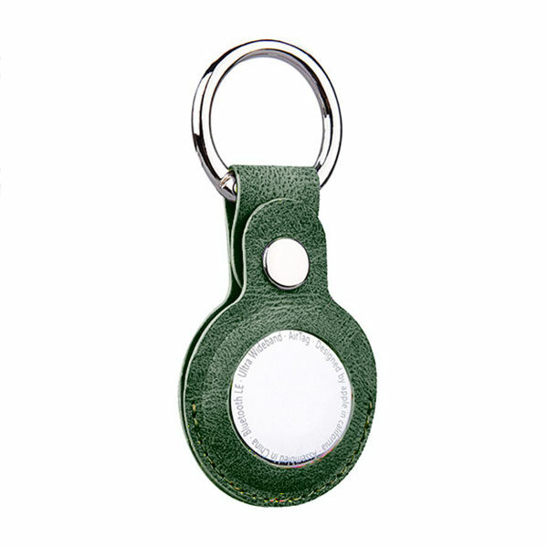 כיסוי ל AirTag מחזיק מפתחות ירוק דמוי עור חלק AirTag Key Ring