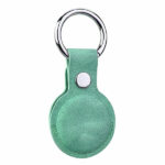 כיסוי ל AirTag מחזיק מפתחות טורקיז דמוי עור חלק AirTag Key Ring