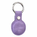 כיסוי ל AirTag מחזיק מפתחות סגול דמוי עור חלק AirTag Key Ring