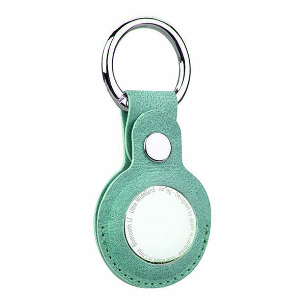 כיסוי ל AirTag מחזיק מפתחות טורקיז דמוי עור חלק AirTag Key Ring