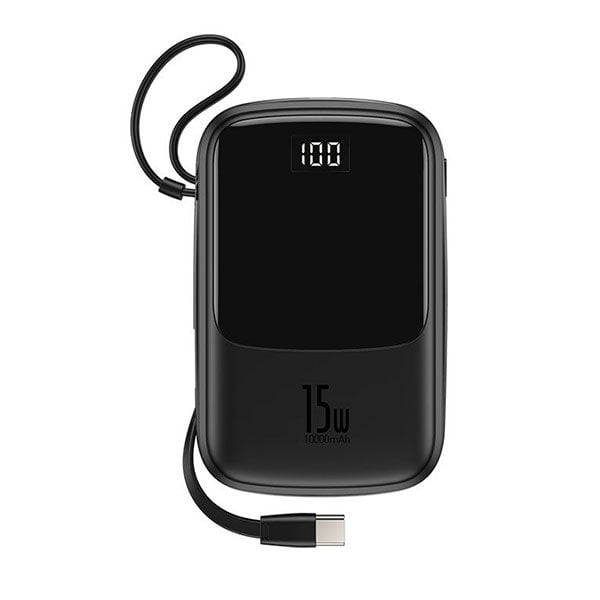 מטען נייד עם צג דיגיטלי 10000mAh וכבל USB-C מובנה Baseus Qpow