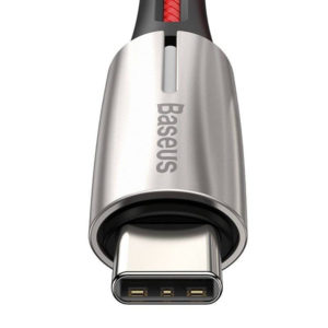 כבל USB-C ל-USB-C שזור מהיר עם נורית חיווי 60 וואט אדום Baseus