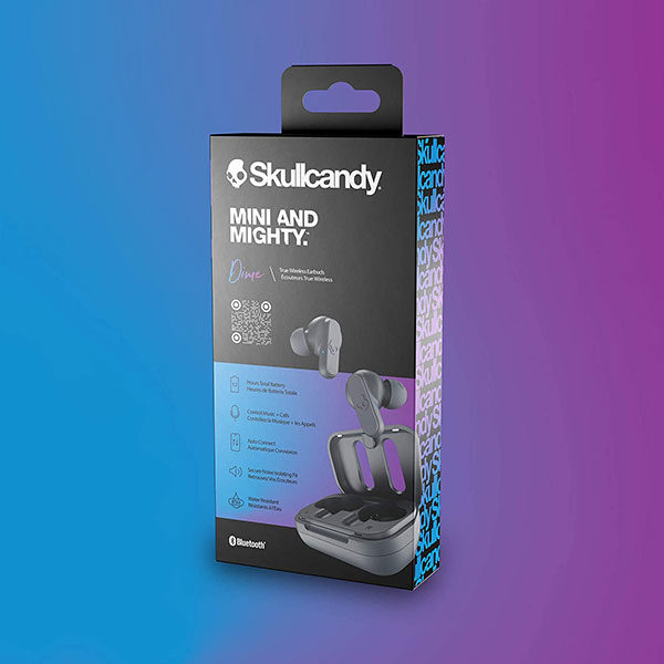 אוזניות Skullcandy Dime אלחוטיות אפור קומפקטיות עם סאונד עמוק