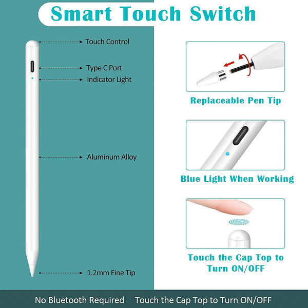 עט לטלפון וטאבלט Stylus Pen צבע לבן Power Tech