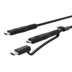 כבל טעינה משולב 2 מטר מ-USB-C ל-USB-C ו-MicroUSB שחור Mophie