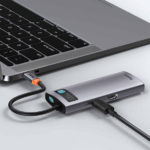 מפצל 6 ב-1 חכם למחשב מ-USB-C ל-USB-C, USB, HDMI 4K כסף Baseus