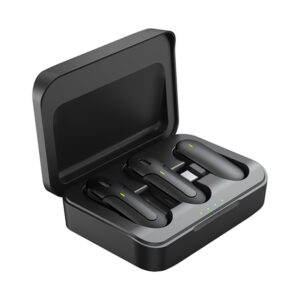 ערכת 2 מיקרופונים אלחוטיים עם חיבור USB-C כיסוי טעינה וקליפס לחולצה M8-2C