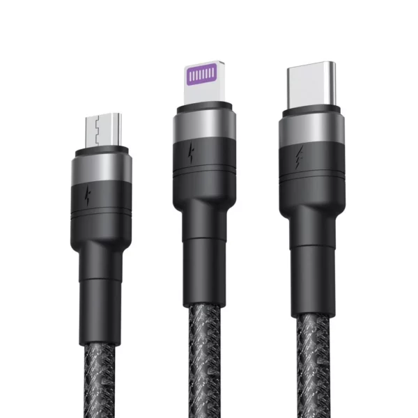 כבל מתאם 3ב1 מUSB לMicro + Type C + Iphone שחורXO-NB-Q191