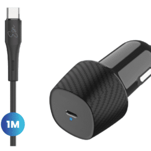 מטען רכב כפול USB A Type C 38W עוצמתי ומהיר שחור שנה אחריות Essentials