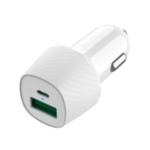 מטען רכב כפול USB A Type C עוצמתי ומהיר 38w לבן שנה אחריות Essentials