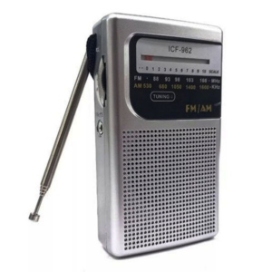 רדיו נייד עם בטריות בעל שמע עוצמתי Pocket Radio ICF-962 כסוף