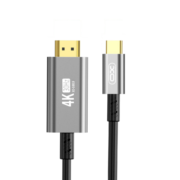 כבל HDMI 4K לחיבור Type-C להזרמת תוכן באיכות ללא פשרות XO-GB019 כסוף