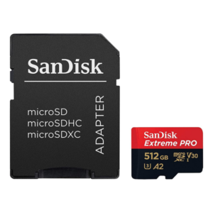 כרטיס זיכרון 512 גיגה מהיר עם מתאם Sandisk Extreme Pro