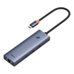 מפצל USB-C, קורא כרטיסים וכרטיס רשת 7-Port HUB מבית Baseus