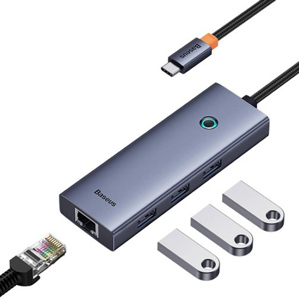 מפצל USB-C, קורא כרטיסים וכרטיס רשת 7-Port HUB מבית Baseus