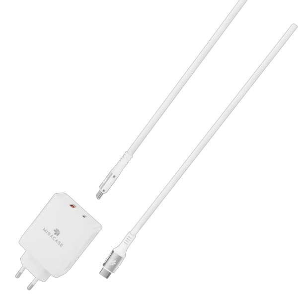 מטען קיר 65W לבן עם כבל USB-C עם טעינה מהירה Miracase